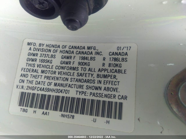 Honda CIVIC COUPE 2017 2HGFC4A59HH304701 Image 9