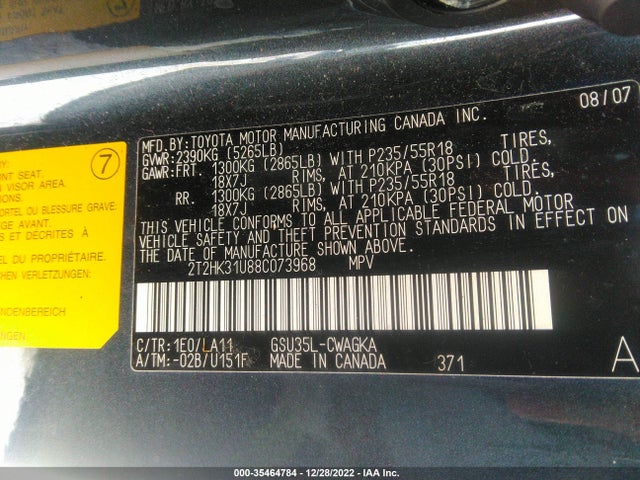 Lexus RX 350 2008 2T2HK31U88C073968 Image 14