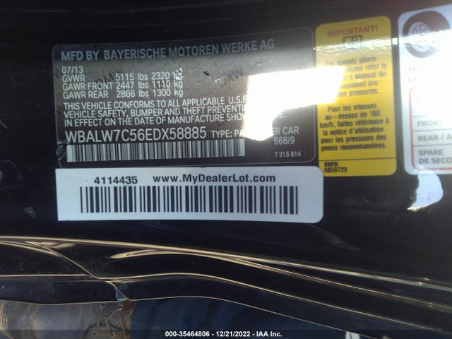 BMW 6 Series 640i 2014 WBALW7C56EDX58885 Image 9