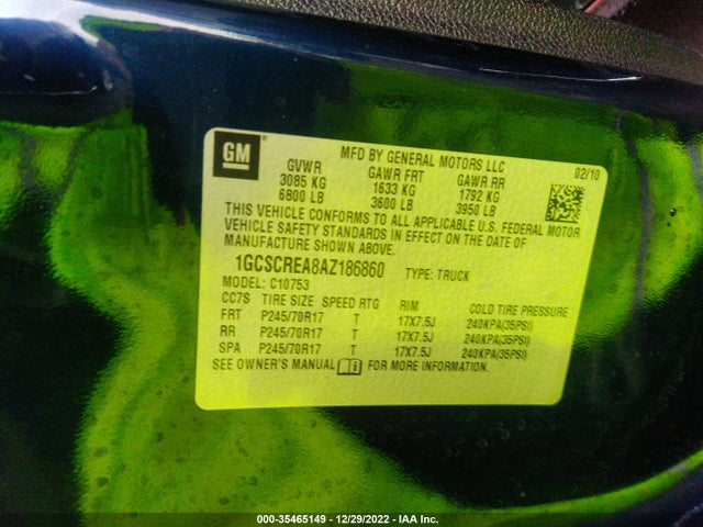 Chevrolet Silverado 1500 2010 1GCSCREA8AZ186860 Image 10