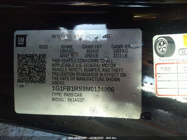 Chevrolet Camaro 1lt 2021 1G1FB1RS9M0124006 Image 9