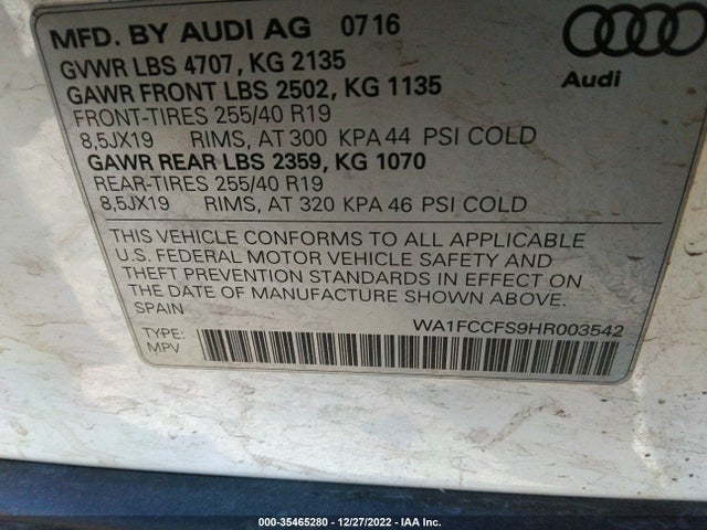 Audi Q3 Prestige 2017 WA1FCCFS9HR003542 Image 9