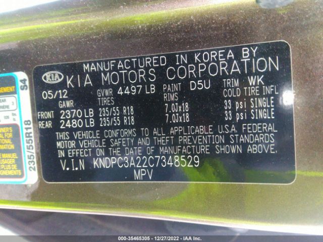 KNDPC3A22C7348529 KIA Sportage Ex