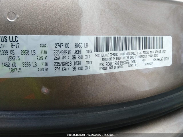 2017 Chrysler Pacifica, VIN: 2C4RC1BG8HR833576