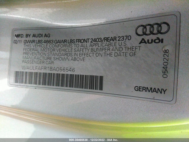 Audi A5 2011 WAULFAFR1BA056546 Image 10