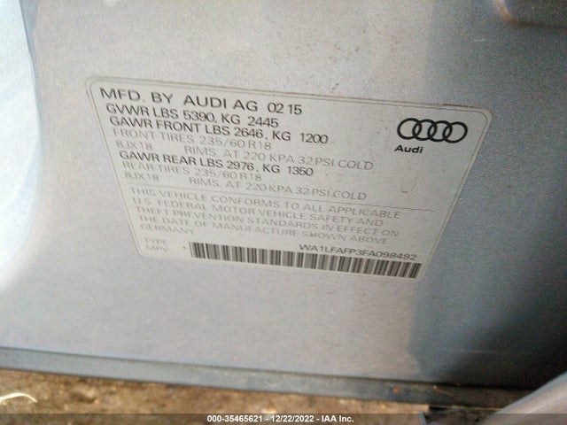 2015 Audi Q5, VIN: WA1LFAFP3FA098492