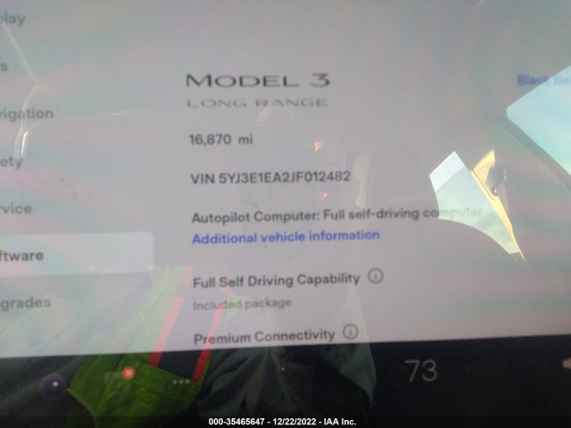 Tesla Model 3 Range Battery 2018 5YJ3E1EA2JF012482 Image 8