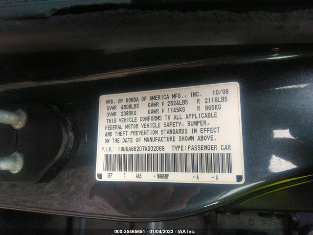 Acura TL 2007 19UUA66207A002069 Image 10