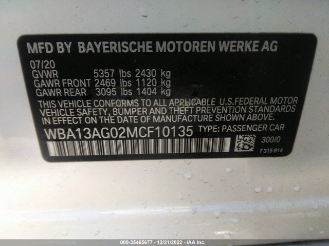 2021 BMW 5 Series, VIN: WBA13AG02MCF10135