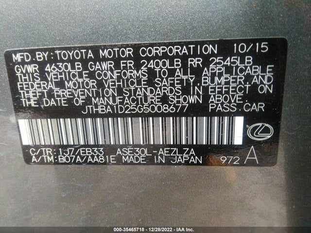 JTHBA1D25G5008677 Lexus IS 200T