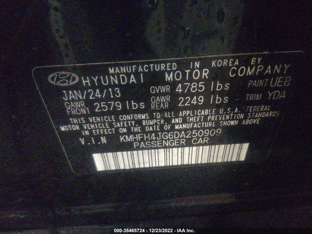 Hyundai Azera 2013 KMHFH4JG6DA250909 Image 10