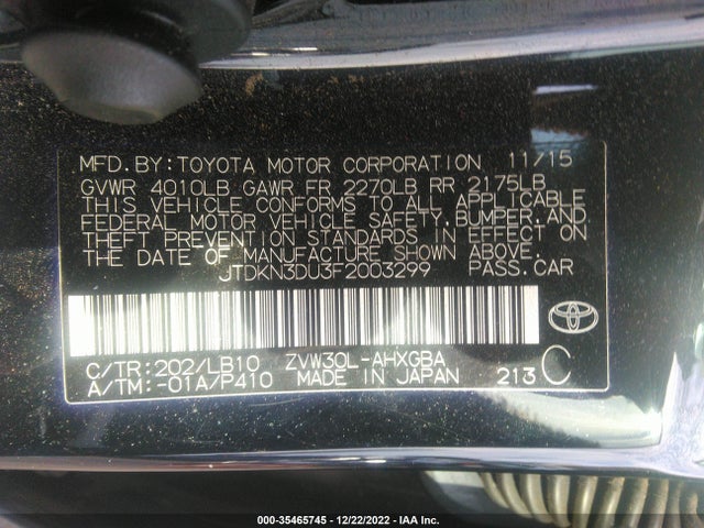 Toyota Prius Four 2015 JTDKN3DU3F2003299 Image 9