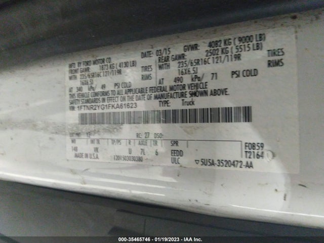 2015 Ford Transit, VIN: 1FTNR2YG1FKA61623