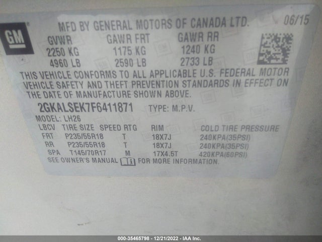 GMC Terrain Slt 2015 2GKALSEK7F6411871 Image 9