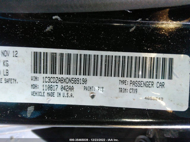 2013 DODGE AVENGER SE VIN: 1C3CDZABXDN589190