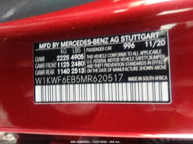 W1KWF6EB5MR620517 Mercedes-Benz C-class Amg C 43