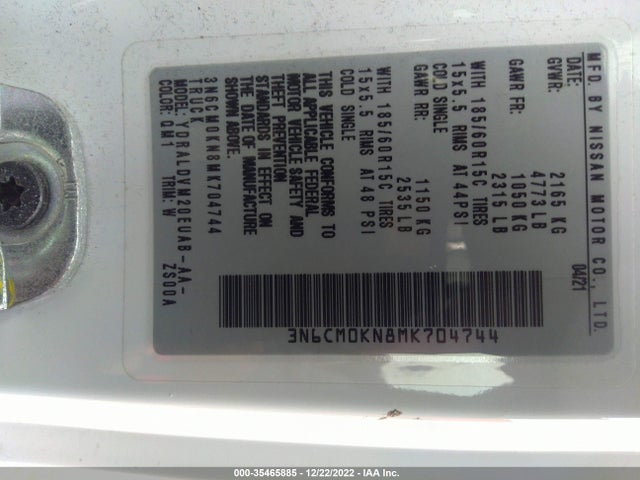 2021 Nissan NV 200, VIN: 3N6CM0KN8MK704744
