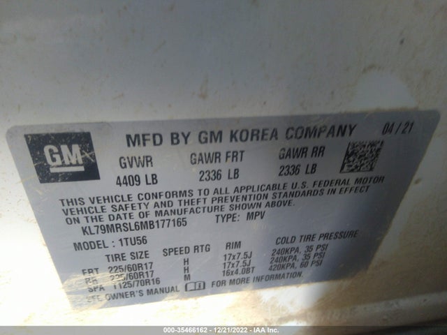 Chevrolet Trailblazer Lt 2021 KL79MRSL6MB177165 Image 9