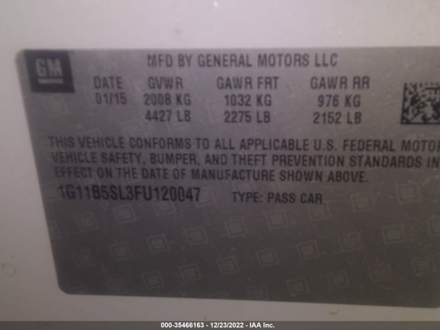 Chevrolet MALIBU LS 2015 1G11B5SL3FU120047 Image 9
