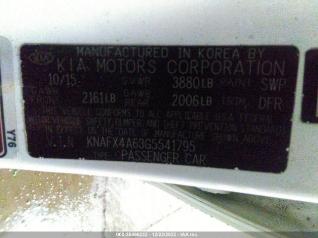 KNAFX4A63G5541795 KIA FORTE LX
