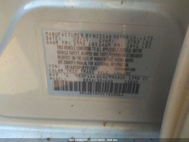 3N1AB7AP0EY212061 Nissan Sentra S/fe+ S/sv/fe+ Sv/sr/sl