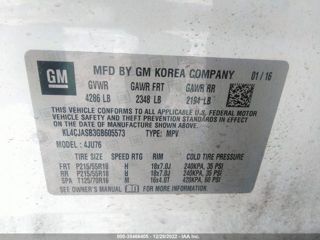 2016 Buick Encore, VIN: KL4CJASB3GB605573