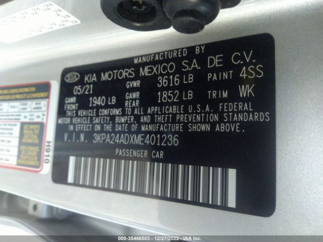 3KPA24ADXME401236 KIA RIO S
