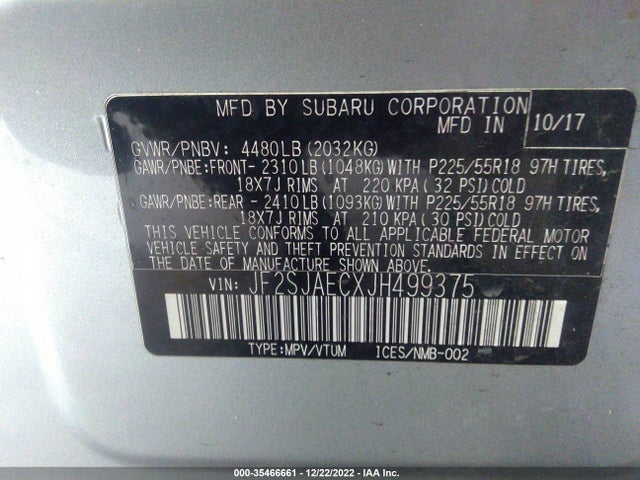Subaru Forester Premium Black Edition 2018 JF2SJAECXJH499375 Image 9