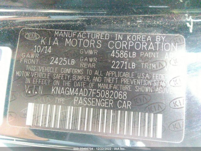 KNAGM4AD7F5082068 KIA OPTIMA HYBRID