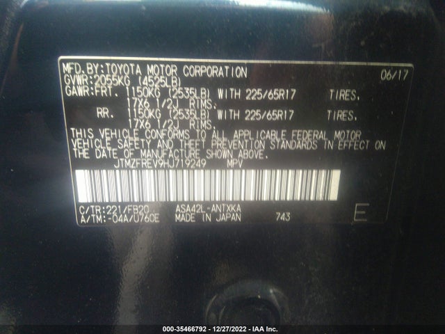 2017 Toyota RAV4, VIN: JTMZFREV9HJ719249
