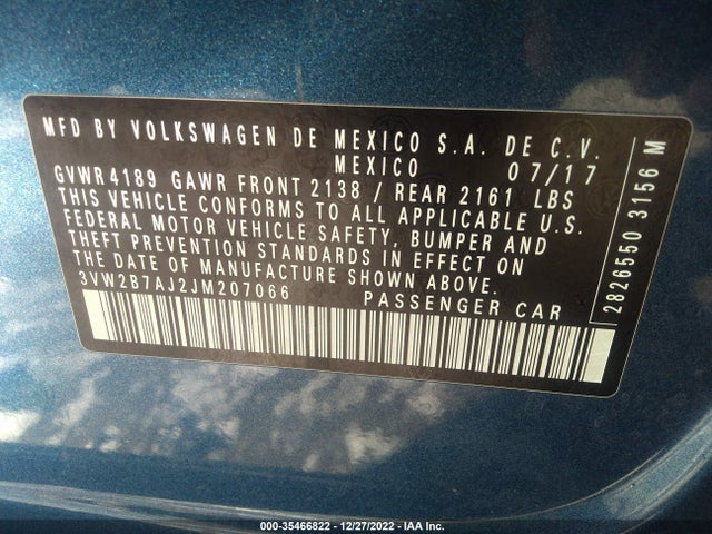 3VW2B7AJ2JM207066 Volkswagen Jetta 1.4t S