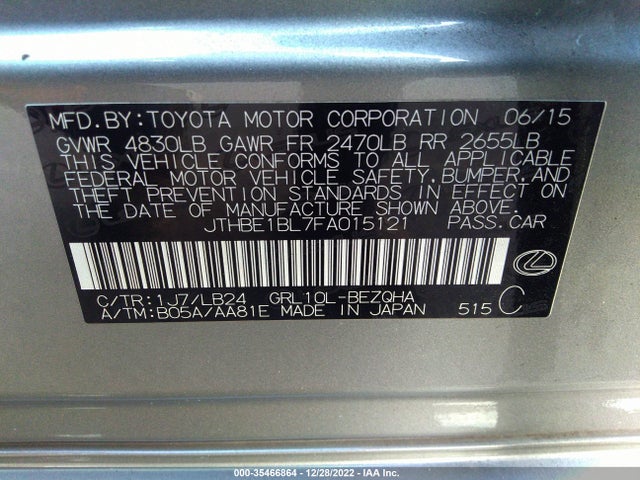 2015 Lexus GS, VIN: JTHBE1BL7FA015121