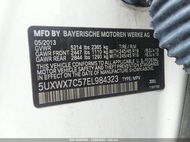 BMW X3 Xdrive35i 2014 5UXWX7C57EL984323 Image 10