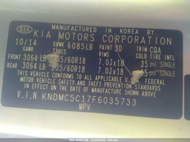 KNDMC5C17F6035733 KIA Sedona Sx