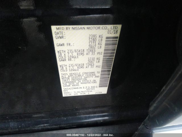 5N1AZ2MH6JN121301 Nissan MURANO S