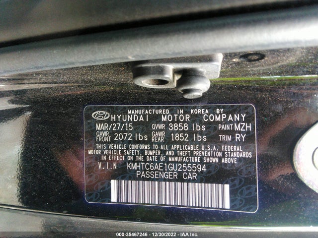 2016 HYUNDAI VELOSTER TURBO VIN: KMHTC6AE1GU255594