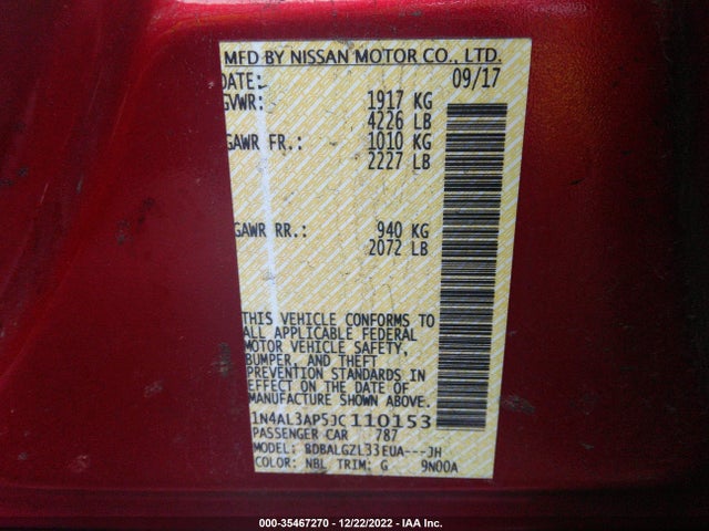 Nissan Altima 2018 1N4AL3AP5JC110153 Image 10