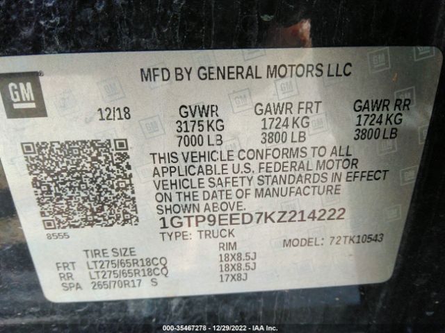 1GTP9EED7KZ214222 GMC Sierra 1500 At4