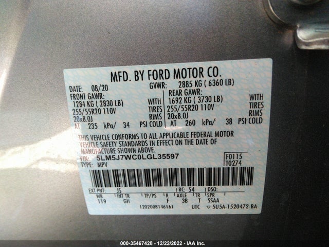 Lincoln Aviator Reserve 2020 5LM5J7WC0LGL35597 Image 9