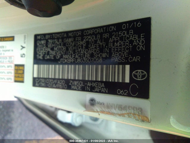 Toyota Prius Two 2016 JTDKBRFU8G3507058 Image 10
