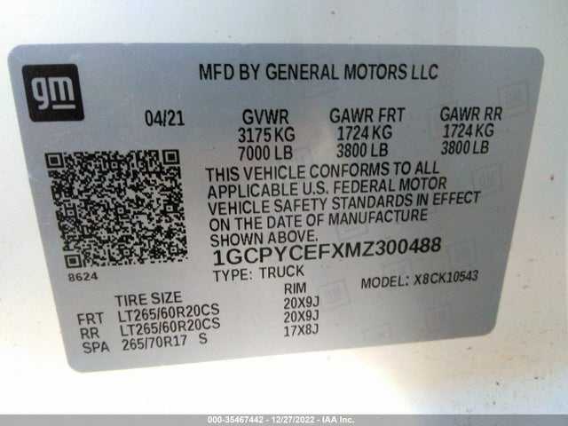 Chevrolet Silverado 1500 Custom Trail Boss 2021 1GCPYCEFXMZ300488 Image 9