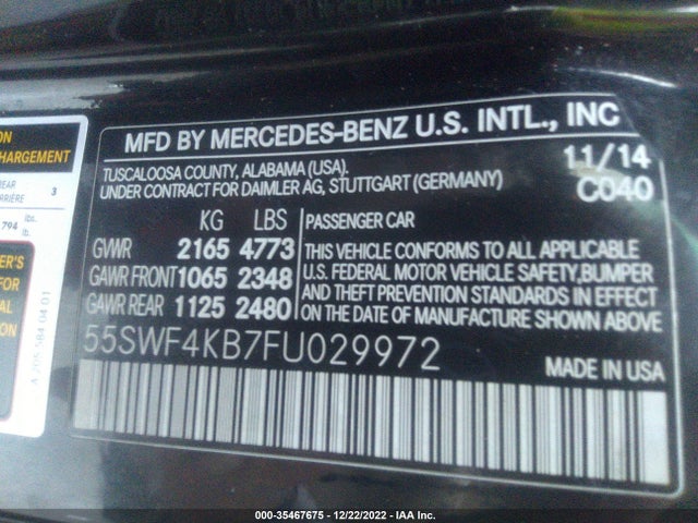 55SWF4KB7FU029972 Mercedes-Benz C-class C 300
