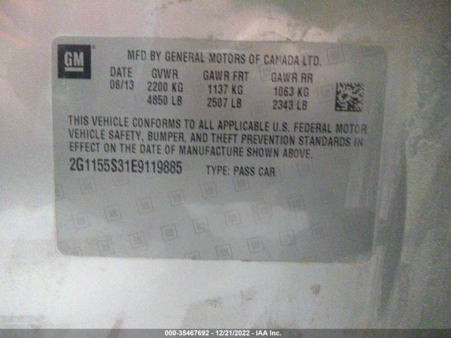 Chevrolet IMPALA LTZ 2014 2G1155S31E9119885 Image 9