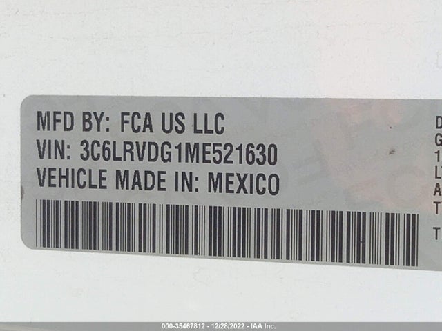2021 Ram Promaster, VIN: 3C6LRVDG1ME521630