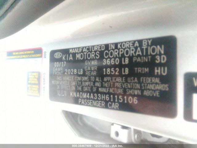 KNADM4A33H6115106 KIA RIO LX