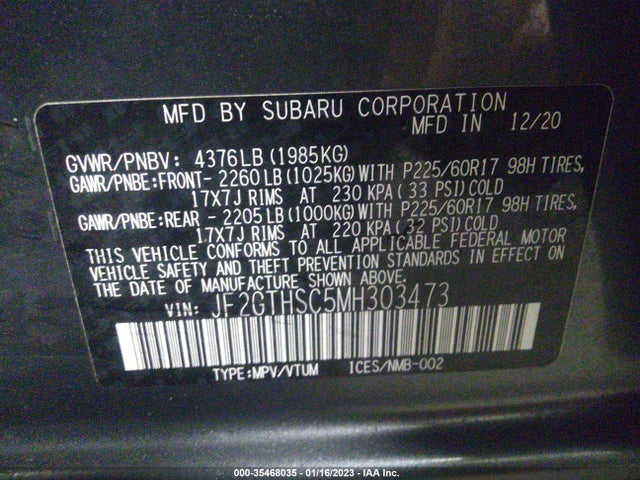 JF2GTHSC5MH303473 Subaru Crosstrek Sport