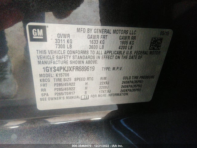 Cadillac Escalade Platinum 2015 1GYS4PKJXFR689619 Image 9