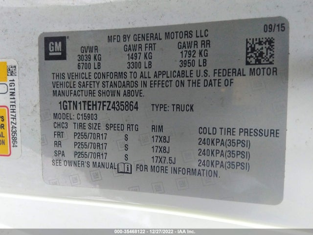 GMC SIERRA 1500 2015 1GTN1TEH7FZ435864 Image 10