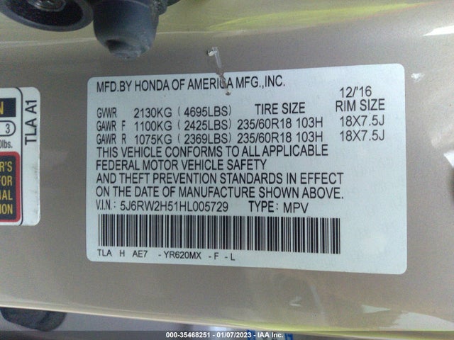 Honda CR-V EX 2017 5J6RW2H51HL005729 Image 11