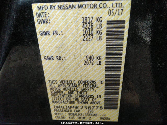 2017 Nissan Altima, VIN: 1N4AL3AP4HC256778
